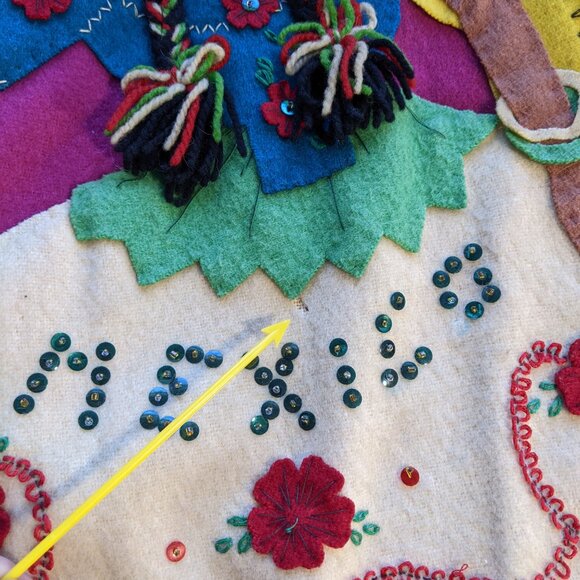 La Mexicana 50’s Vintage Wool Mexico Tourist Jacket Felt Applique Dancers READ - Picture 3 of 16